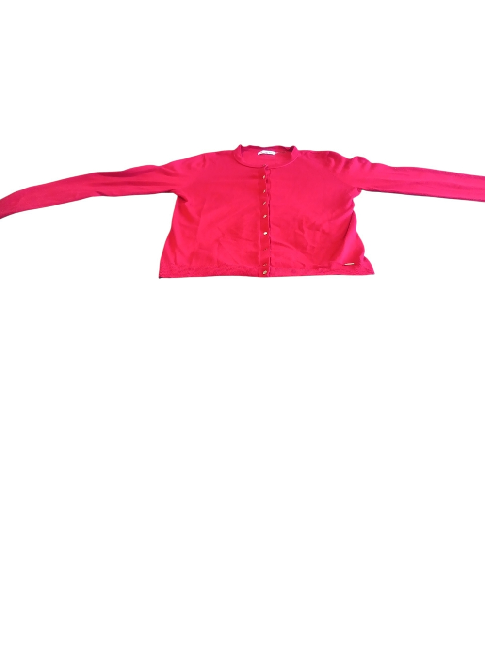Calvin Klein Red Button-Front Crew Cardigan - Medium